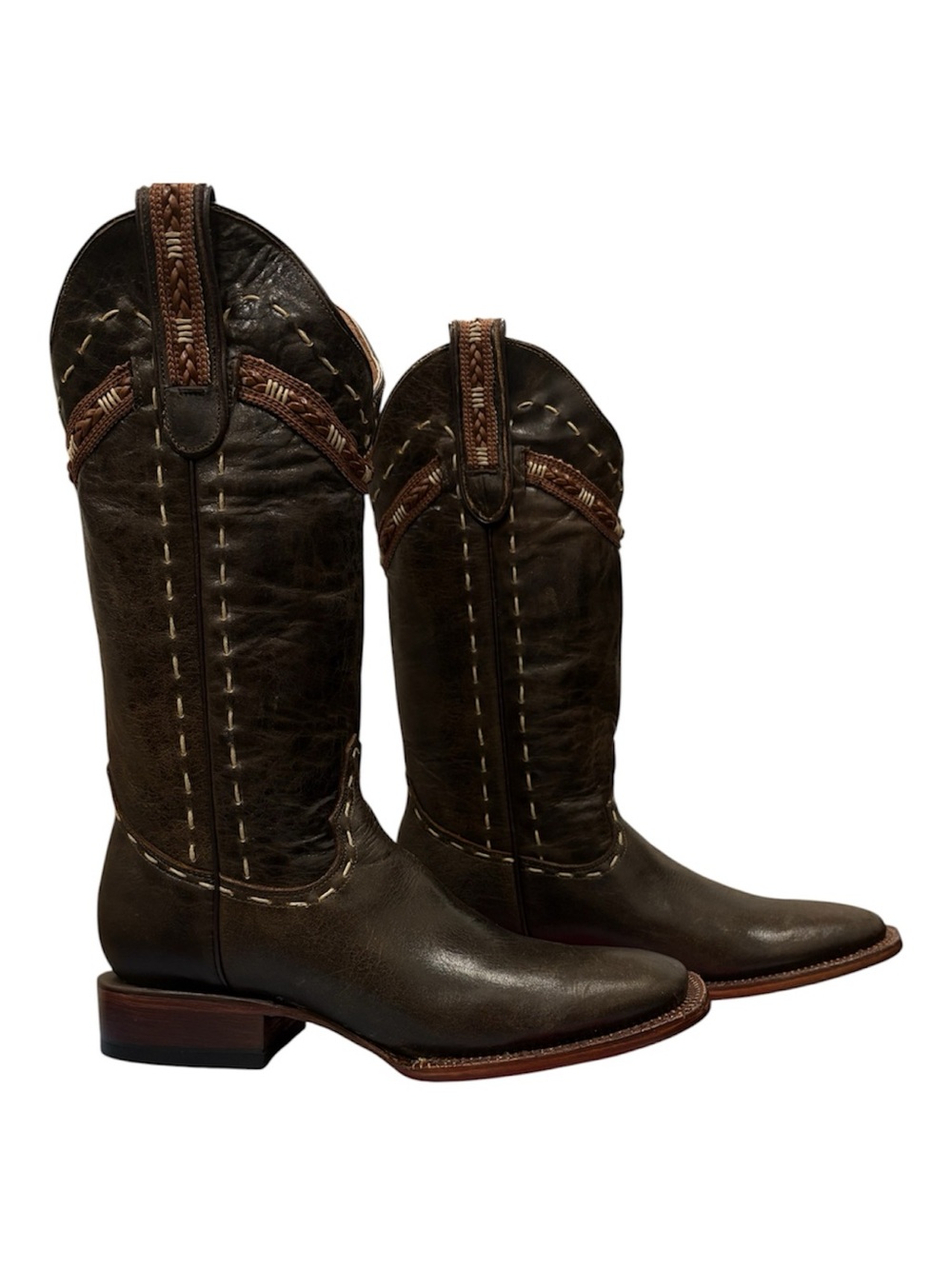 Women’s Brown Leather Western Heeled Boots